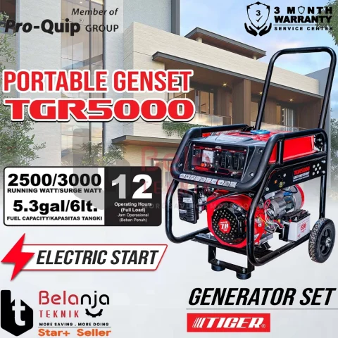 Mesin Generator Tiger TGR 5000 Genset Bensin 3000
