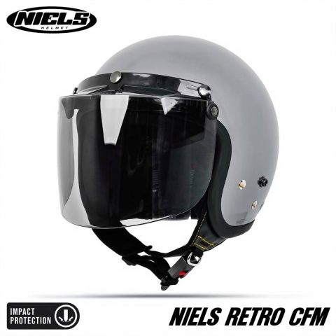 Helm Bogo NIELS Retro SNI Half Face Kaca Datar Kaca