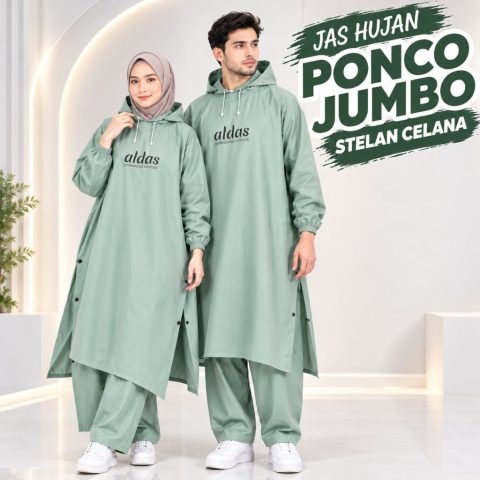 Jas Hujan Jumbo Aldas Setelan Ponco Celana Bahan Pvc