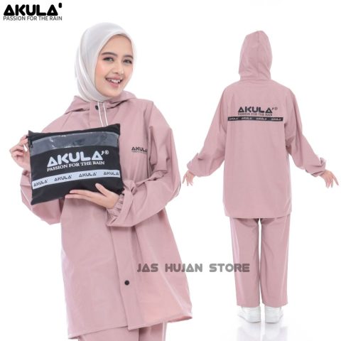 Jas Hujan AKULA Setelan Pria Wanita Bahan PVC