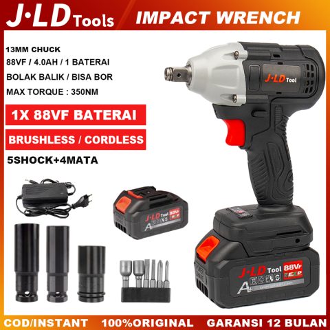 JLD 13mm Mesin bor Impact baterai Brushless 350NM