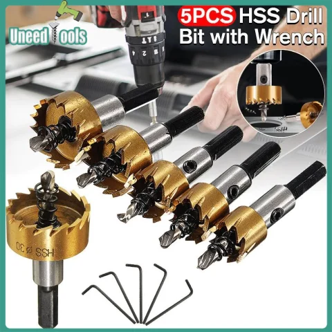 UneedTools 5pcs Mata Bor Carbide Besi Mata Bor Bulat