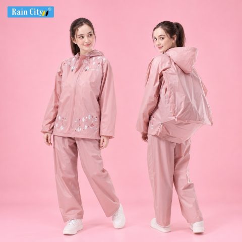 RAIN CITY Jas Hujan Setelan Ransel Wanita Aesthetic