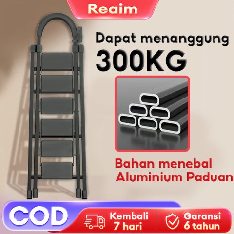 REAIM tangga lipat aluminium besi teleskopik