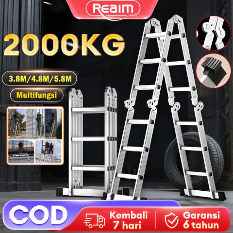 REAIM Tangga Lipat Aluminium Paduan Teleskopik