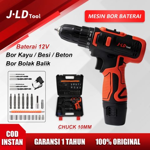 JLD Mesin bor cas 12V bor baterai tangan 10mm