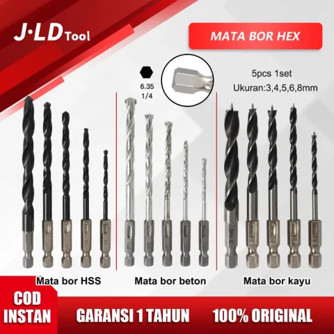 JLD Mata bor hexagonal 5pcs 3 4 5 6 8mm Mata Bor Hex