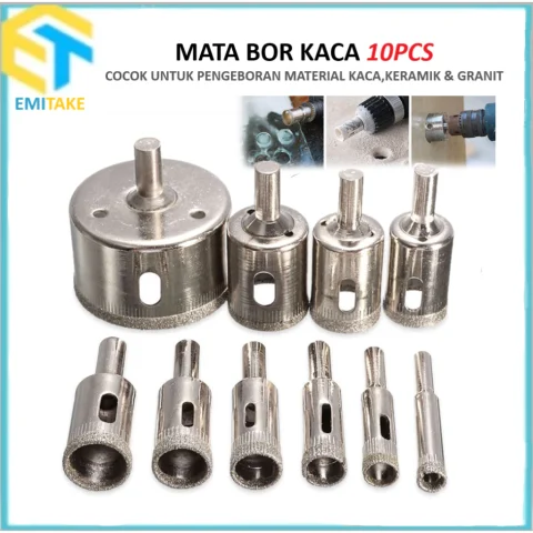 10PCS Set Mata Bor Kaca Keramik Granit Marmer Batu