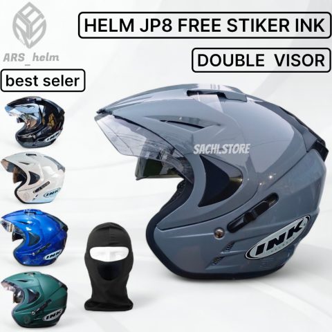 HELM INK DOUBLE VISOR JP8 HELM SNI FREE STICKER