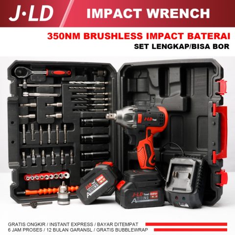 JLD mesin bor impact baterai 88VF fullset bor 350NM
