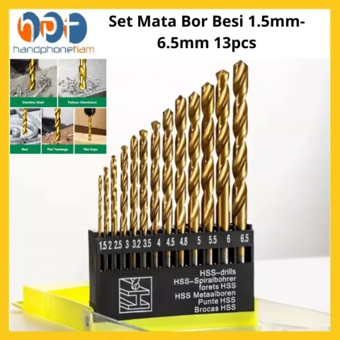 HANDPHONETIAM Mata Bor Besi 13 pcs Titanium Power