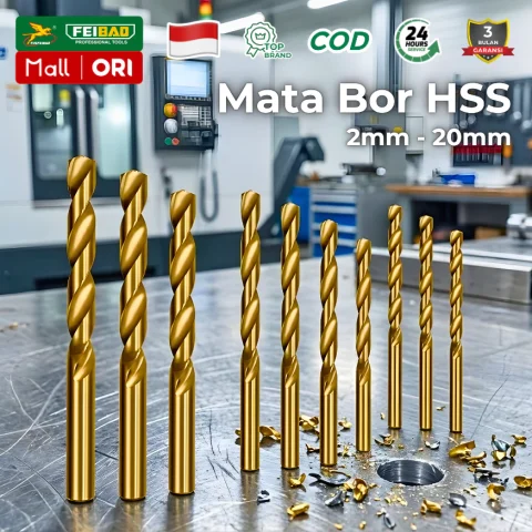 Feibao Mata Bor Super Tajam HSS M2 M35 Ukuran 2mm