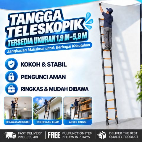 Tangga Teleskopik Multifungsi 5.1M Telescopic Ladder