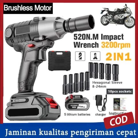 Impact Wrench 288V Brushless Baterai Semua motor