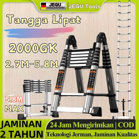 Tangga Teleskopik Aluminium Lipat Rumah 5.8Meter