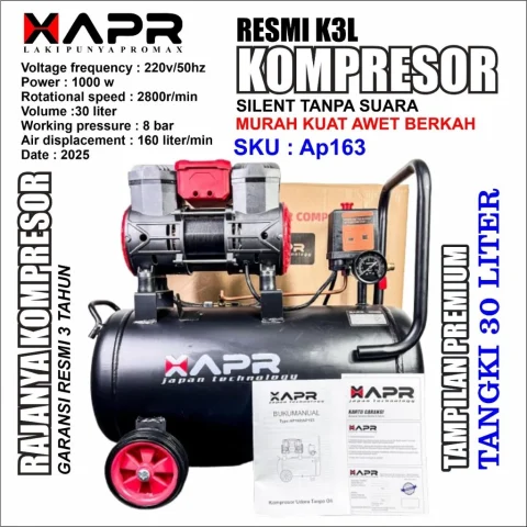 RAJA KOMPRESOR 30 LITER APR AP163 SILENT 1 HP 1PK