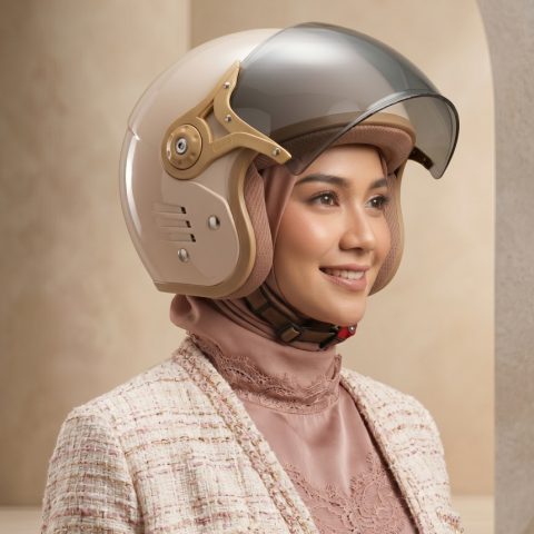 Helm Retro BRH 1 Hijab Friendly Half Face Bipplast