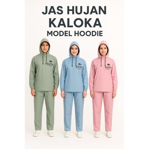 Jas Hujan Hoodie Kaloka Unisex Bahan PVC Tebal Anti