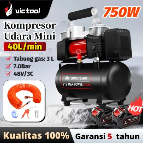 Victool Mini Kompresor Angin Oilless Listrik