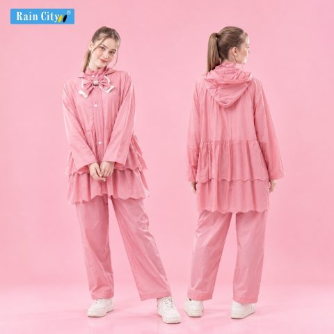 RAIN CITY Jas Hujan Setelan Wanita PVC Coquette Lucu