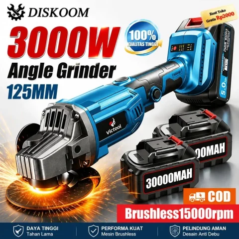 Diskoom Gerinda Baterai Brushless 3000W listrik