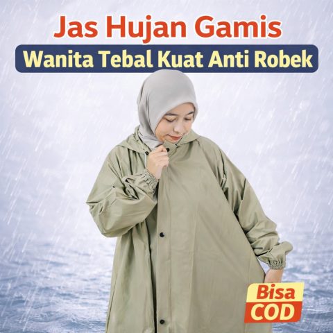 Jas Hujan Gamis Wanita - Bahan Karet PVC Elastis