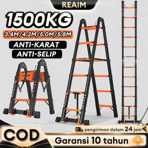 Reaim Tangga lipat aluminium 6 meter Multifungsi