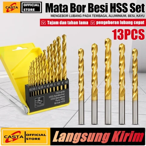 CASTA Mata Bor Besi Baja Set 13PCS HSS Titanium
