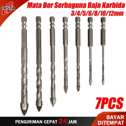 CASTA Set 7PCS Mata Bor Eksentrik Serbaguna Baja