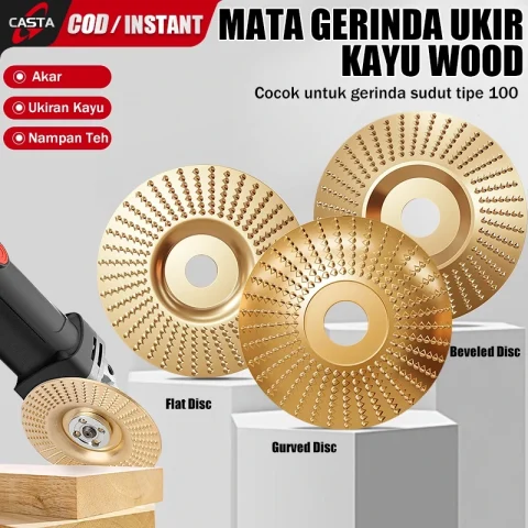 CASTA Mata Gerinda Serut Kayu 3 Model, Flat, Busur &