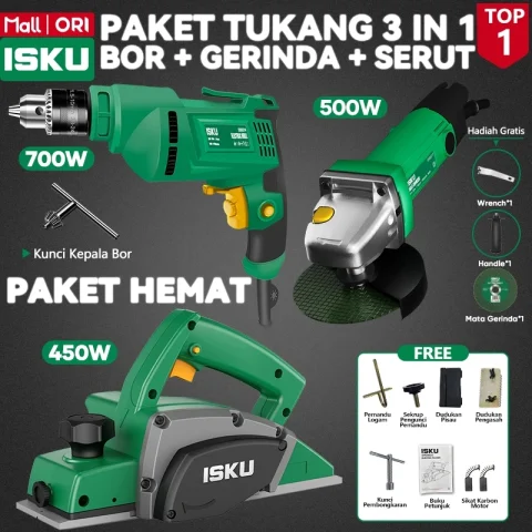 ISKU Paket Power Tools 3 in 1 Mesin Bor Listrik 10mm