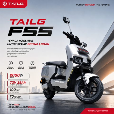 Motor Listrik TAILG F55 2000W Desain Gagah Baterai