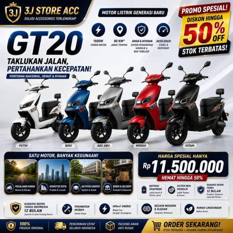 Motor Listrik Yadea GT20 1500W Jarak Tempuh 80KM