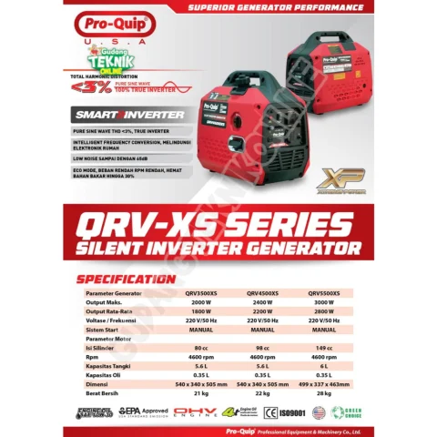 Genset Silent 2000W 2400W 3000W PROQUIP QRV2500XS