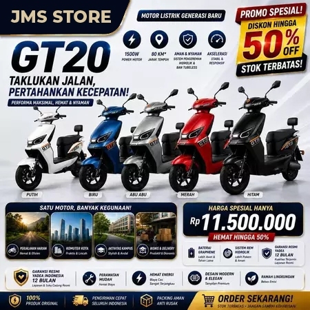 Motor Listrik Yadea GT20 1500W Jarak Tempuh 80KM