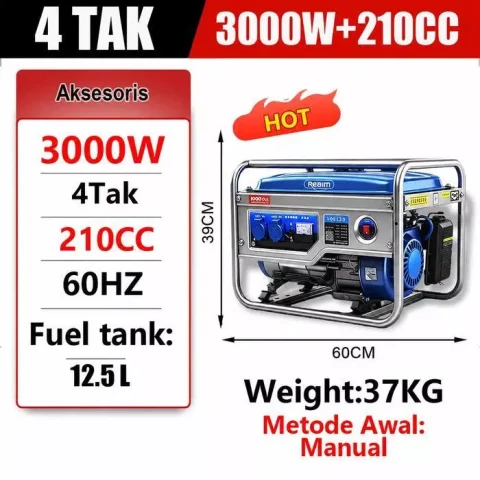 Reaim Generator Bensin Portable 3000W Genset 4 Tak