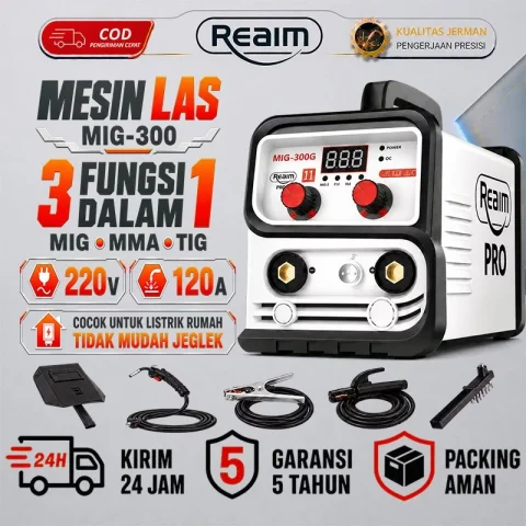 REAIM Mesin Las MIG-300 3in1 MMA MIG TIG Inverter