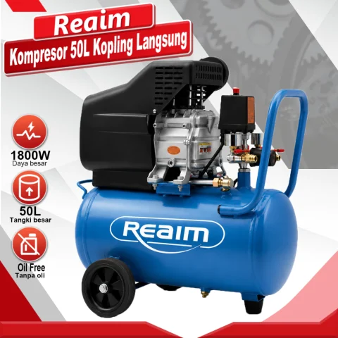 Reaim Kompresor Angin Listrik 50L Set Perkakas