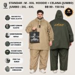 Jas Hujan Hoodie Jumbo Big Size Setelan Anti Rembes