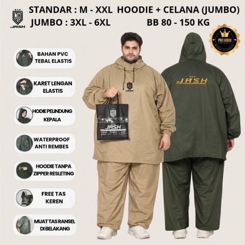Jas Hujan Hoodie Jumbo Big Size Setelan Anti Rembes