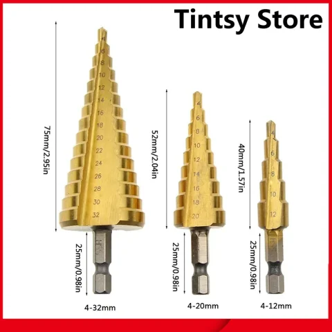 3 Pcs Mata Bor Pagoda Multi Step Drill Hss Titanium
