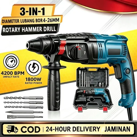 Rotary Hammer Drill Mesin Bobok Beton 3 Fungsi