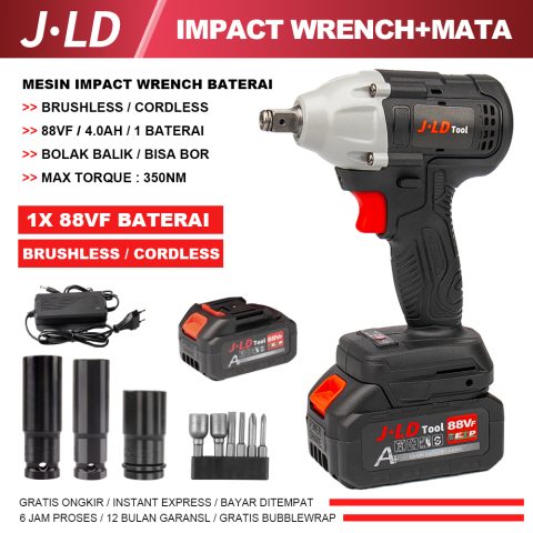JLD Impact Wrench Brushless 350NM bor baterai Mesin