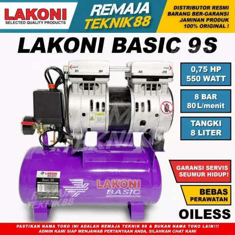 KOMPRESOR ANGIN OILESS LAKONI BASIC 9S