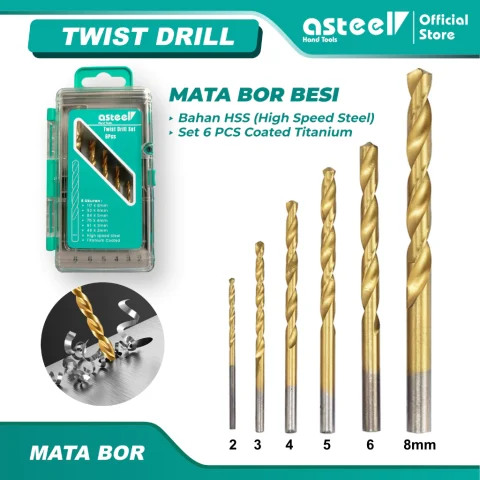 ASTEEL Mata Bor Besi Hss Lapisan Titanium Baja